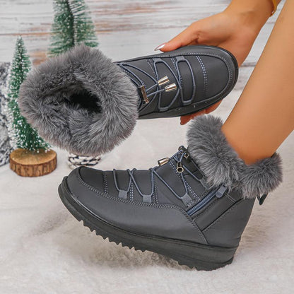 Womens Snow Boots Winter Shoes Warm Fur Lined Lining Ankle Booties Waterproof Comfortable Slip on Outdoor Boots for Women